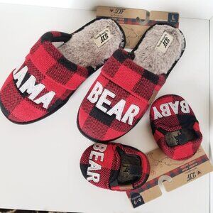 NWT Dearforms Mama Bear & Baby Bear Christmas Holiday Slippers L and 6-9 Months